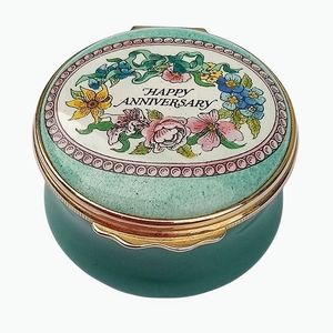 Halcyon Days Happy Anniversary Enamel Trinket Box